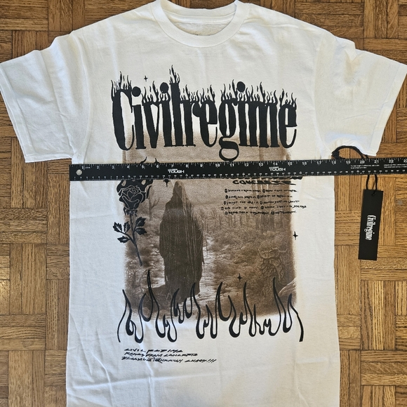 Civil Regime‎ Tee Shirt Mens Small White Grim Reaper Flames Gym New Authentic - Picture 4 of 8